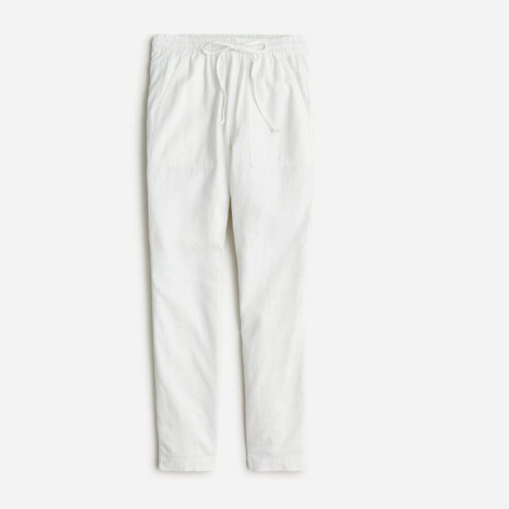 J. Crew White Drawstring Linen Pants